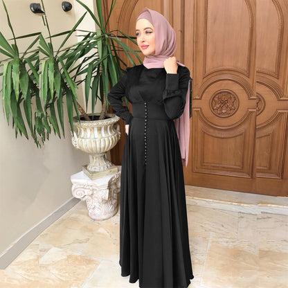 Robe Abaya élégante en satin perlée