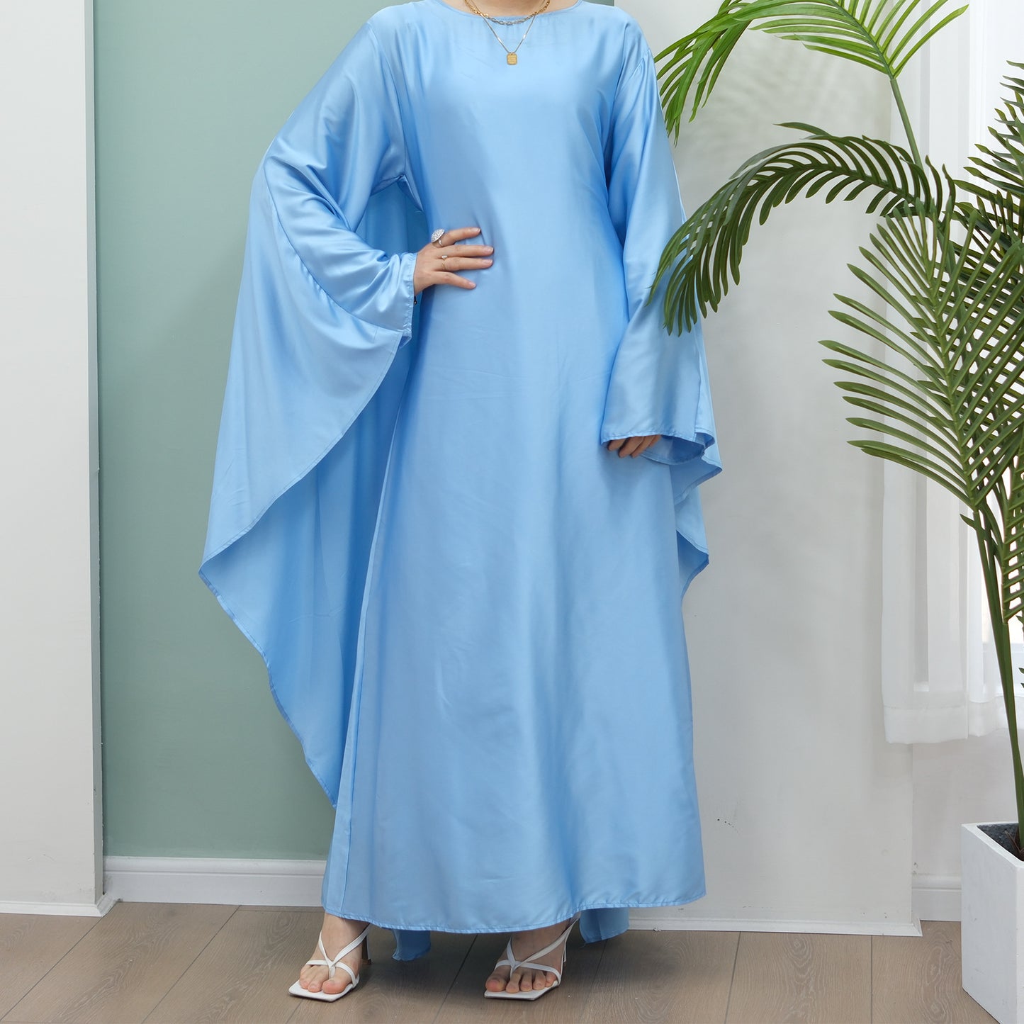 Women's Stretch Satin Modest Dress