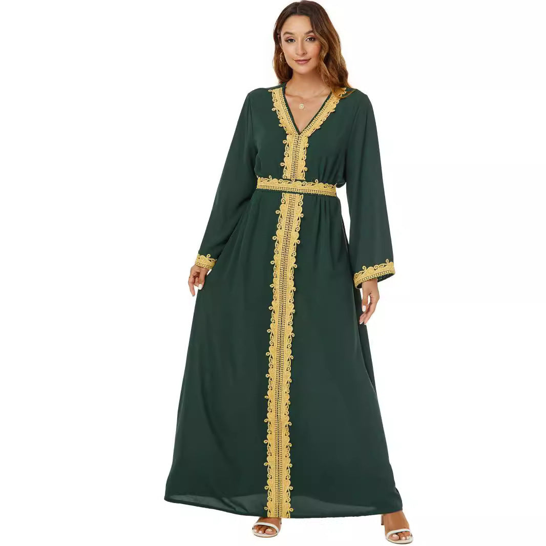 Women's V-neck Jalabiya Party Dress