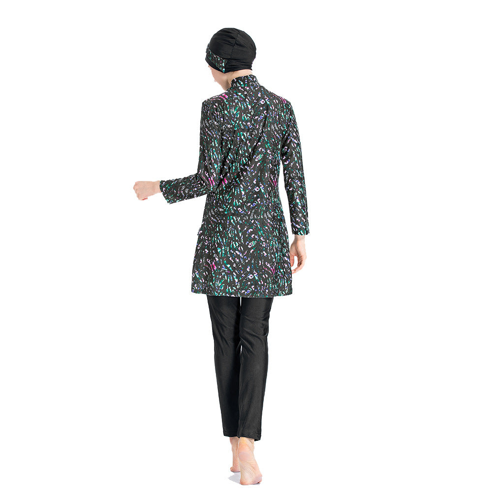 Women's Printed Three-piece Swimsuit Burkini