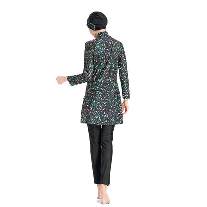 Women's Printed Three-piece Swimsuit Burkini