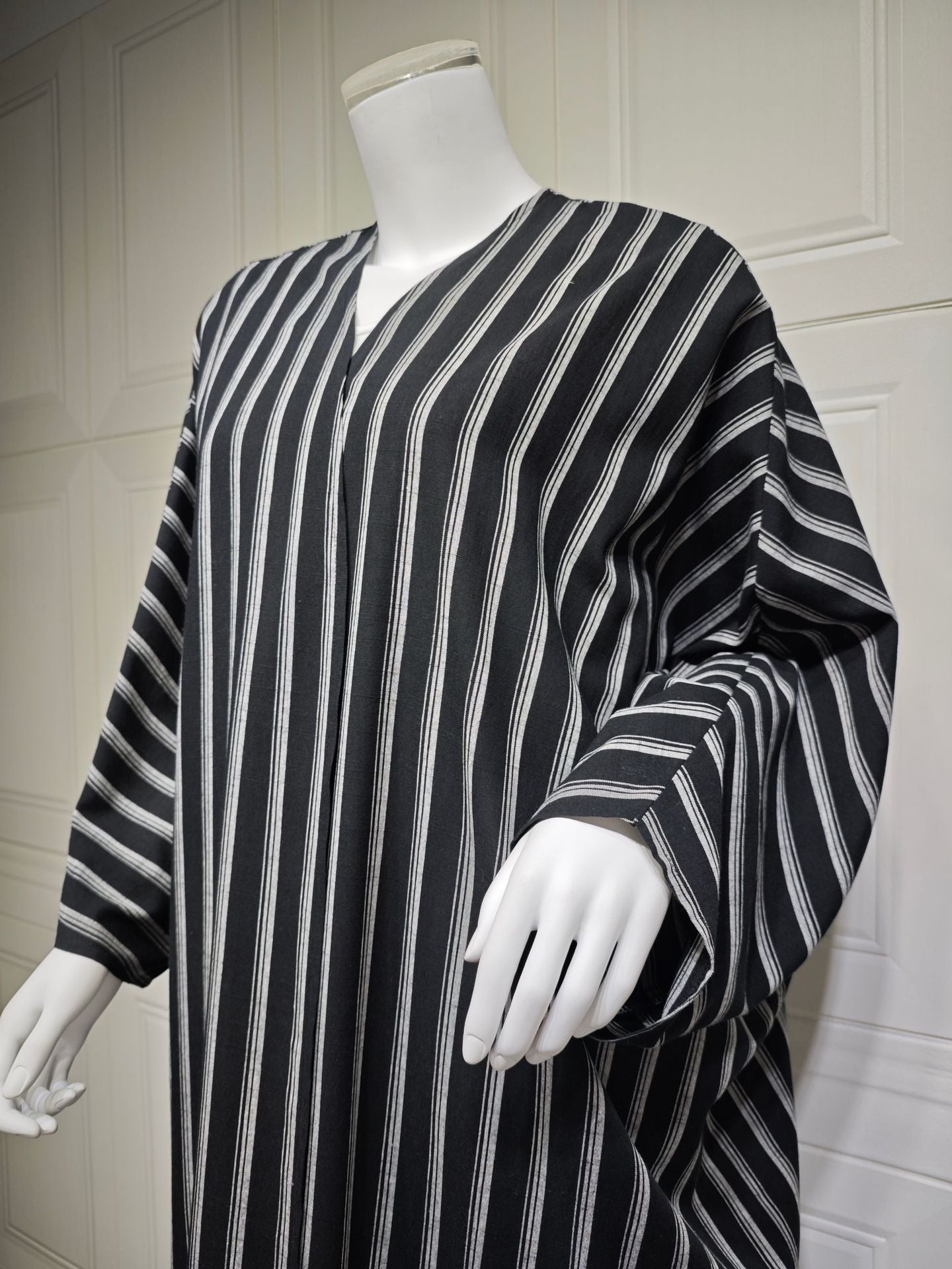 Striped Cardigan Jacket Open Abaya