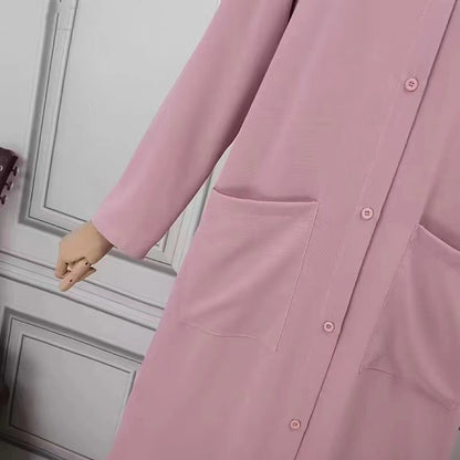 Women's Solid Color Round Neck Long Sleeve Shirt Dress