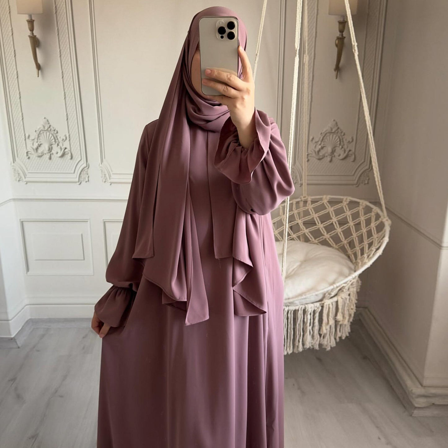 Women's Solid Color Bell Sleeve Dress