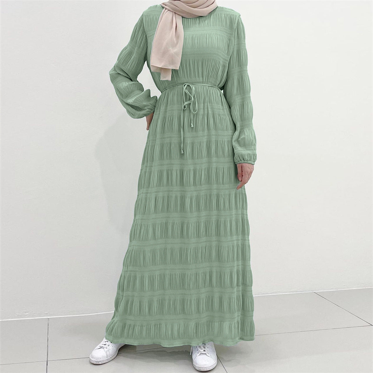 Plain Long Skirt Chiffon Pressed Pleated Dress