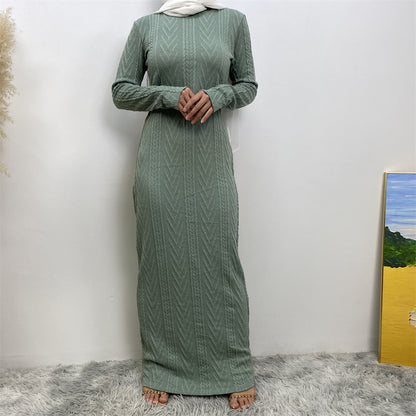 Solid Color Long-sleeved Sweater Base Dress