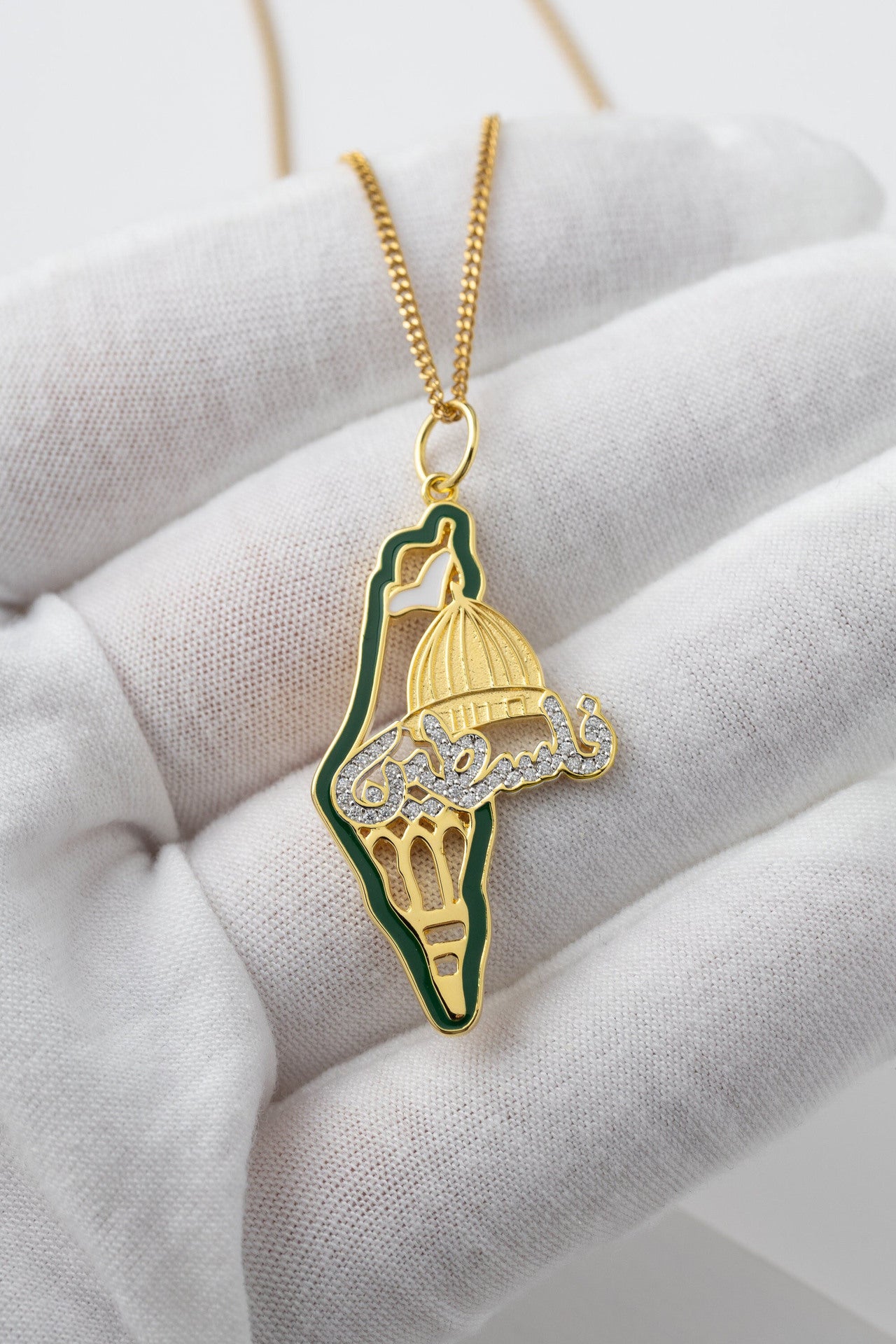 Palestine Map Mosque Pendant Necklace Jewelry