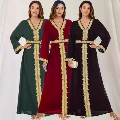 Women's V-neck Jalabiya Party Dress