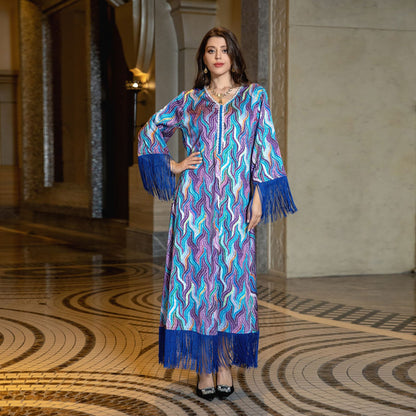 Women's Print Casual Jalabiya Dress