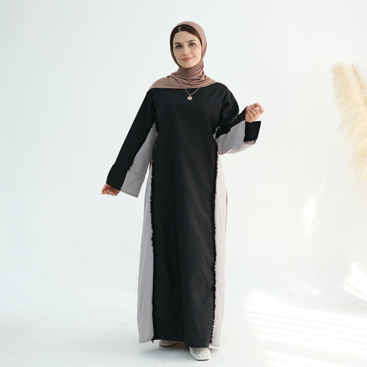 Stylish Petite Open Front Abaya Robe