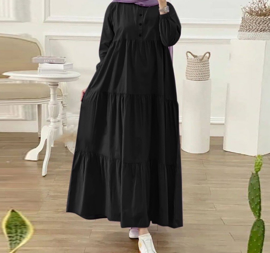 Muslim Solid Color Loose Casual Abaya Dress