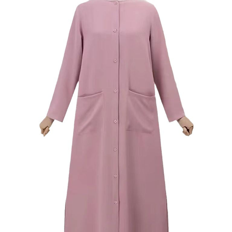 Women's Solid Color Round Neck Long Sleeve Shirt Dress