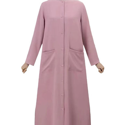 Women's Solid Color Round Neck Long Sleeve Shirt Dress