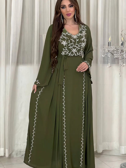 Embroidered Appliqué Party Jalabiya Dress