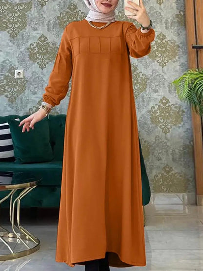 Women's Long-sleeved Solid Color Loose Abaya Dress