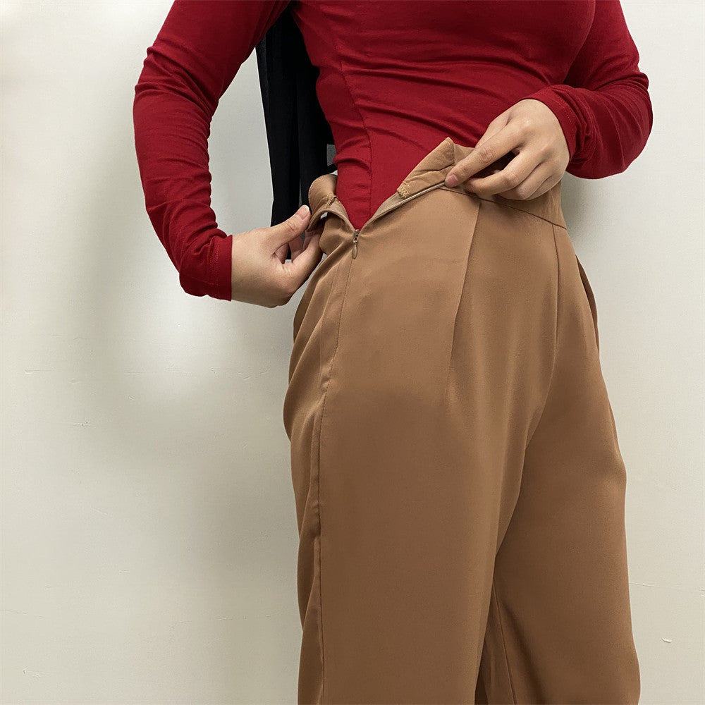 Women's Simple Wide-leg Pants with Lace-up Set