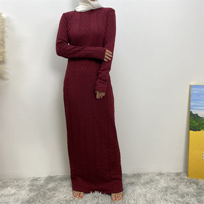 Solid Color Long-sleeved Sweater Base Dress