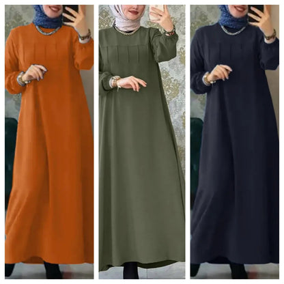 Women's Long-sleeved Solid Color Loose Abaya Dress