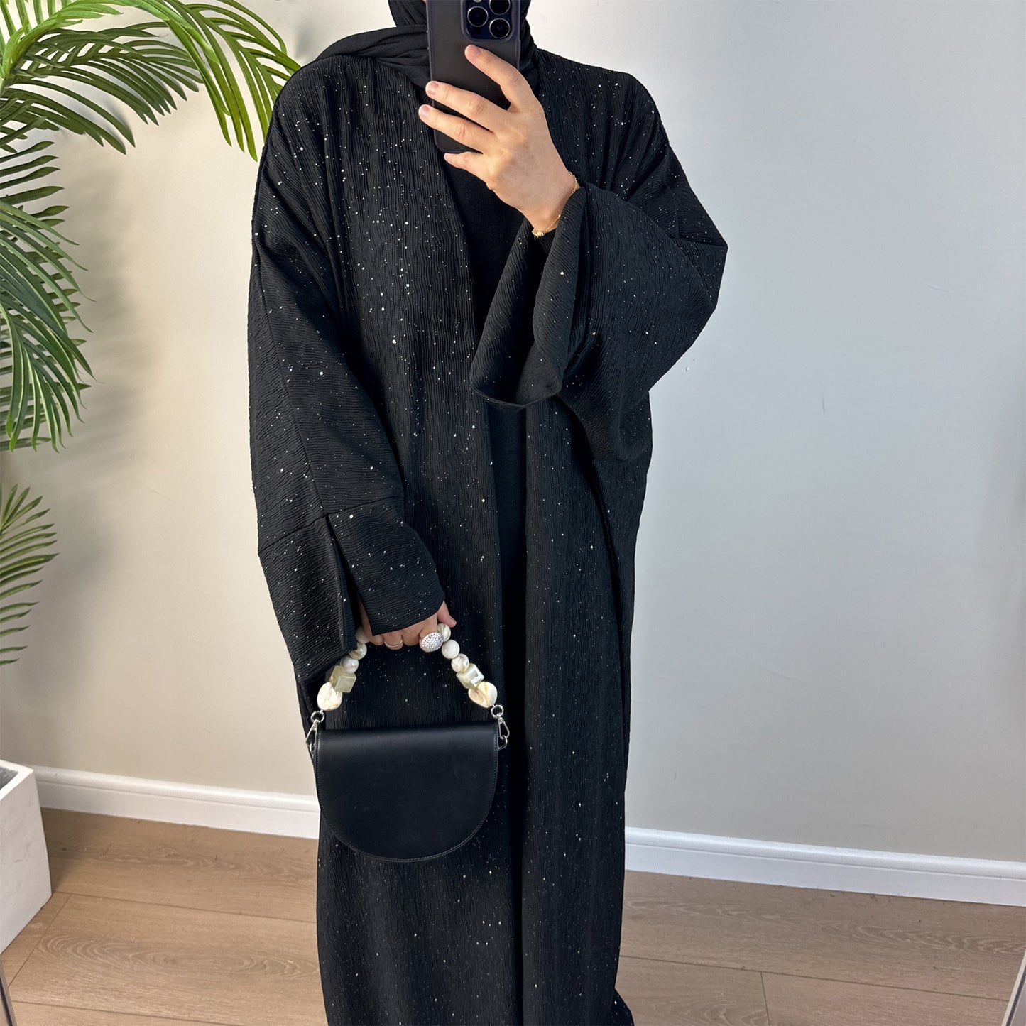 Women's Elegant Padded Cardigan Open Abaya