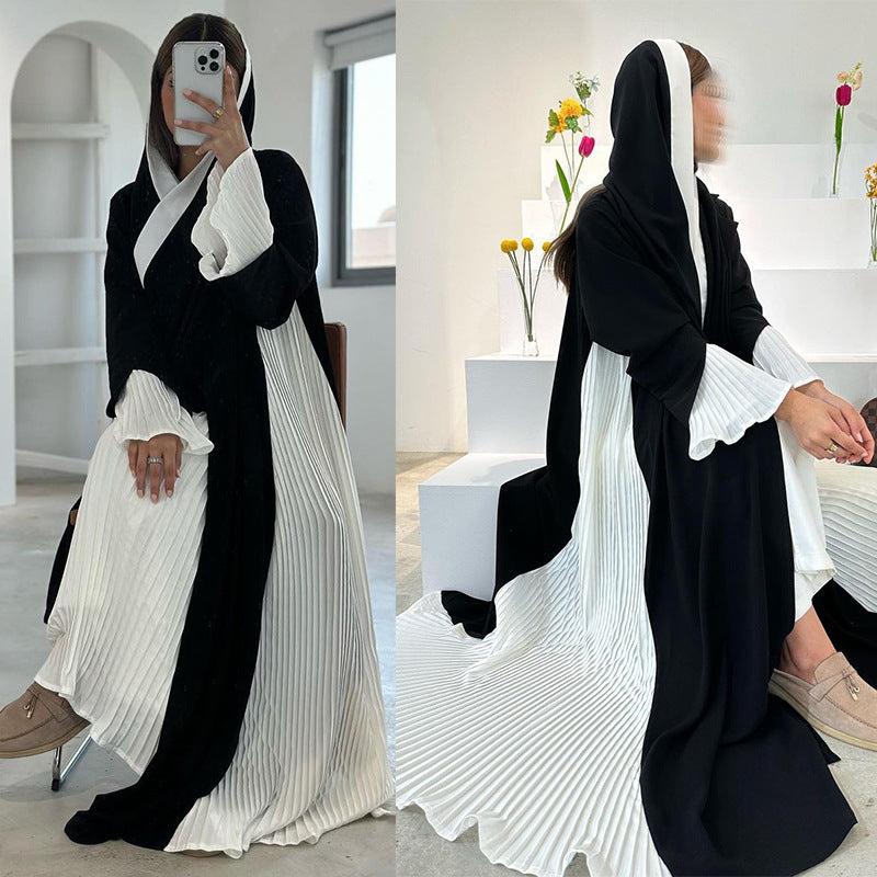 Women's Pleated Fashion Modest Robe Dress