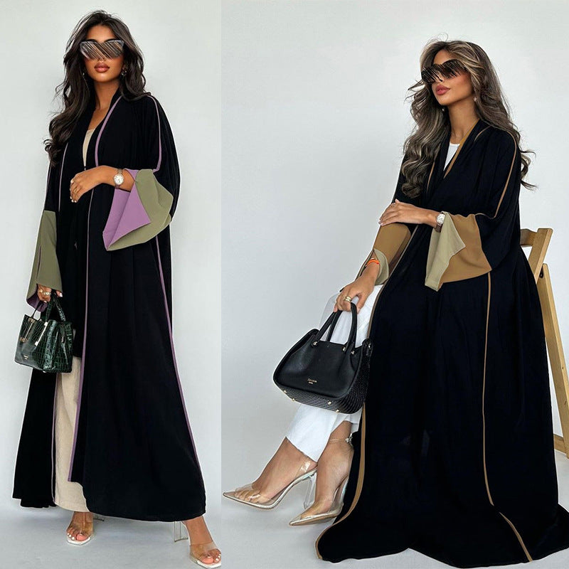 Modest Patchwork Elegant Open Abaya Robe