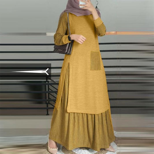 Women's Long Sleeved Round Neck Dress