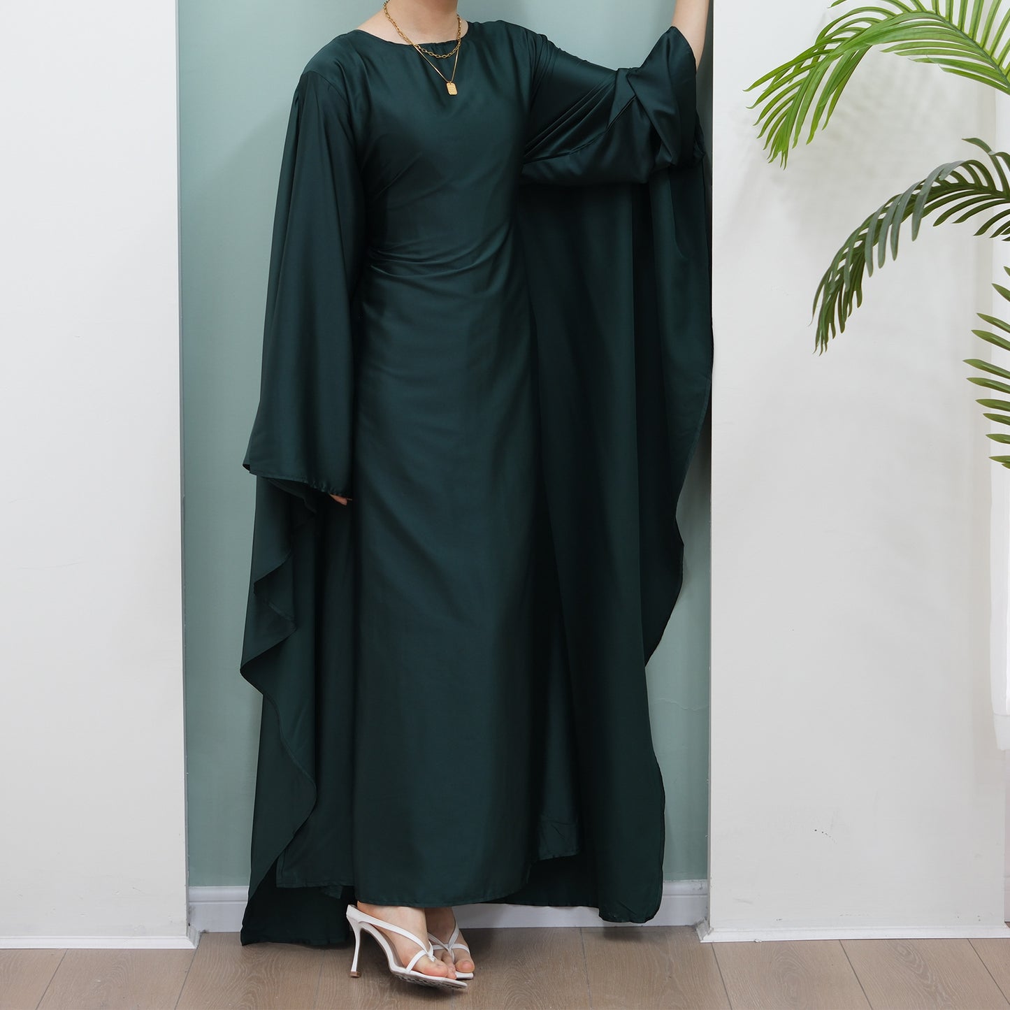 Women's Stretch Satin Modest Dress