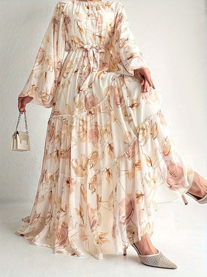 Women's Chiffon Floral Print Maxi Dress