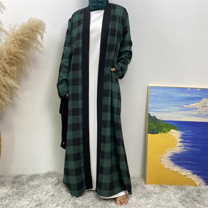 Modest Slim Plaid Robe