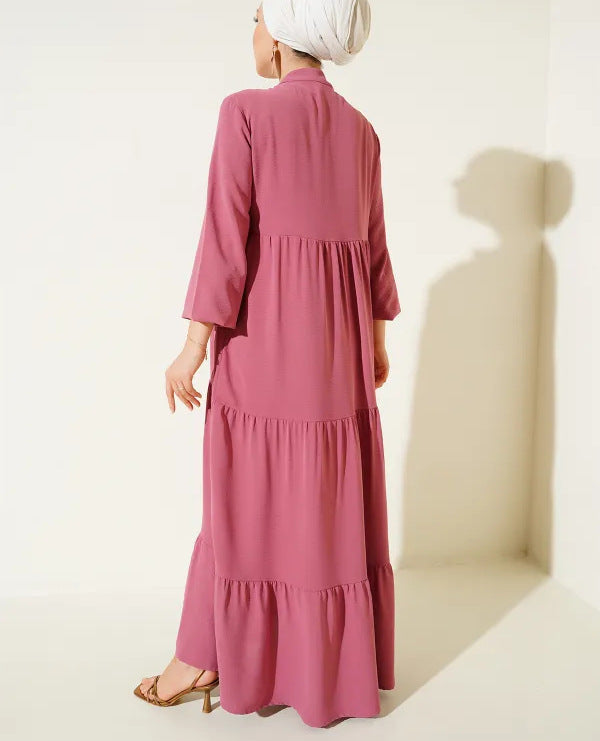 Modest Lace-Up Robe Hem Dress