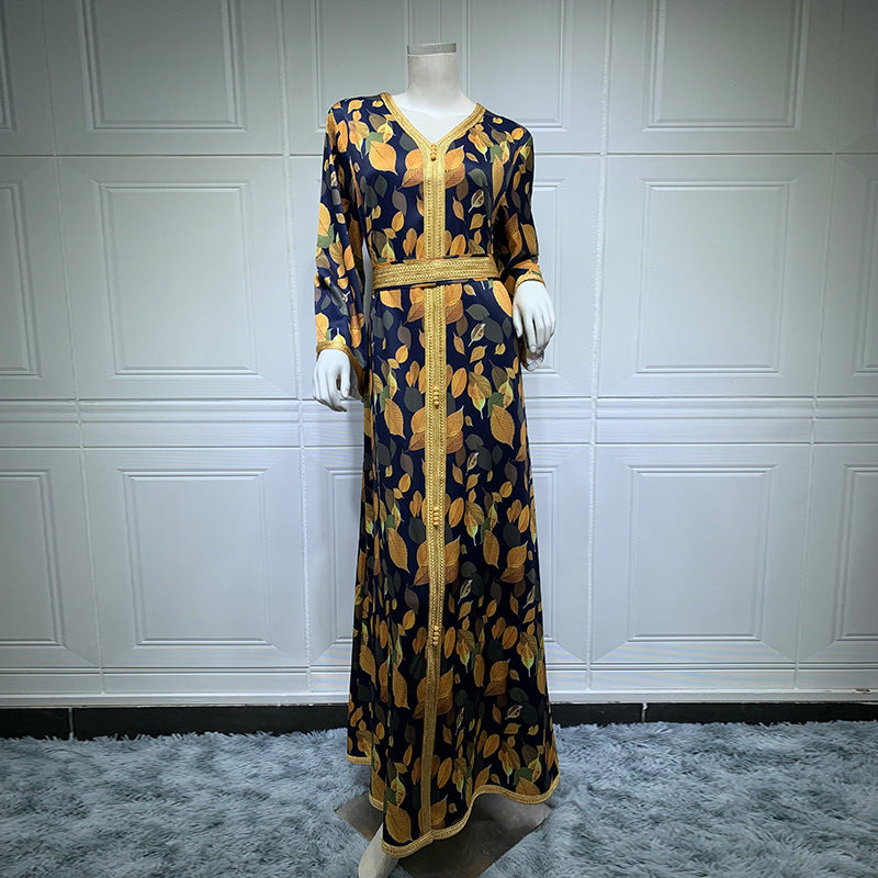 Women's Print Long Belt Dress