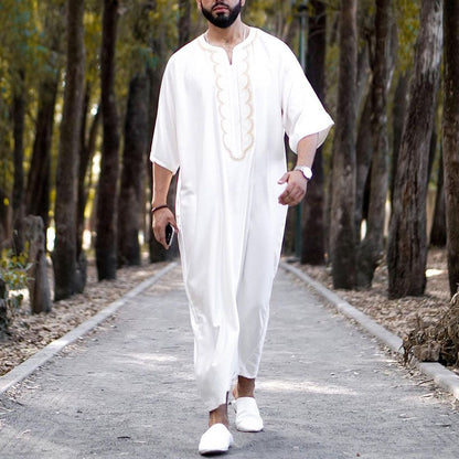 Men's Embroidered Loose Mid-sleeved Robe