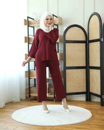 Women's Wide-leg Pants Knit Two Piece Sets