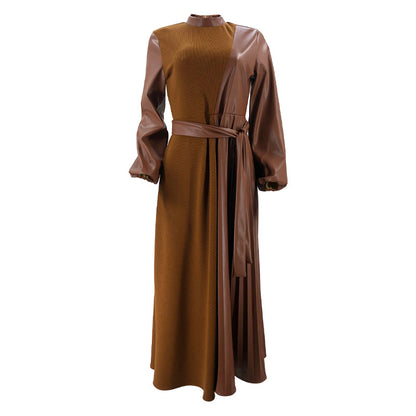 Women's Solid Pleated Maxi Panelled Dress