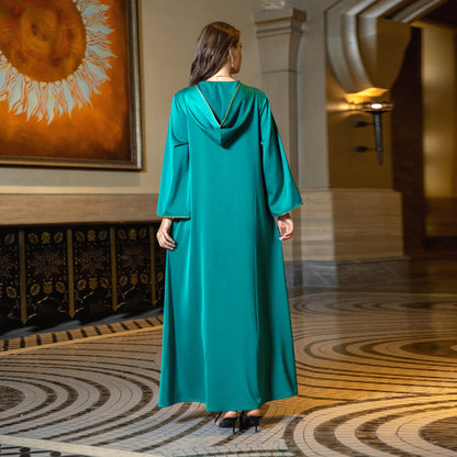 Women's Satin Beaded Abaya Dress