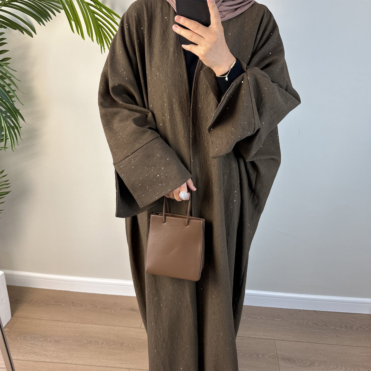 Women's Elegant Padded Cardigan Open Abaya