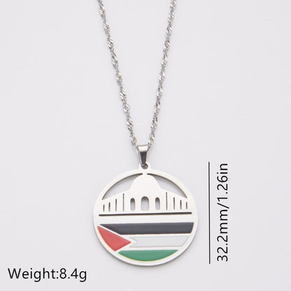 Al-Aqsa Mosque and Palestine Pendant Necklace