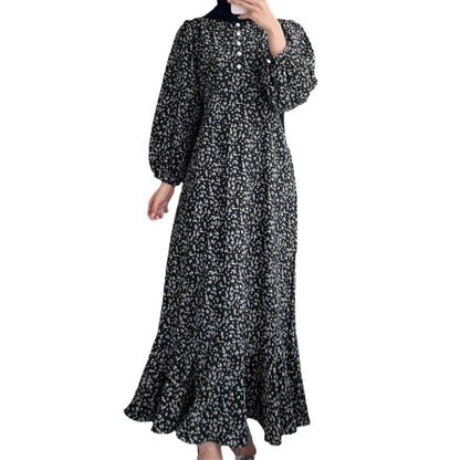 Women's Casual Long-sleeved Printed Dress