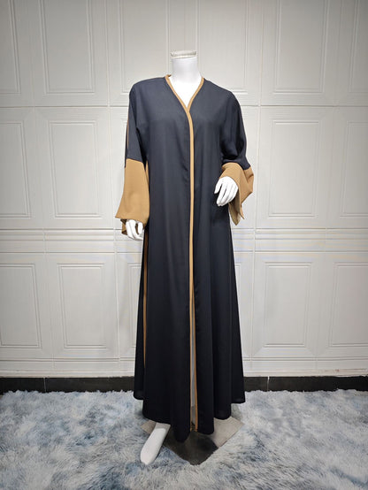 Modest Patchwork Elegant Open Abaya Robe