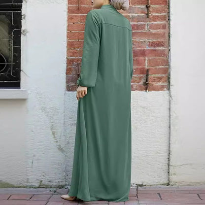 Women's Modest Stand-Up Collar Dress