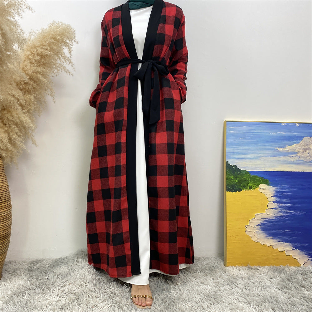 Modest Slim Plaid Robe