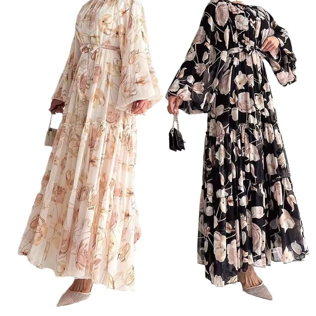 Women's Chiffon Floral Print Maxi Dress