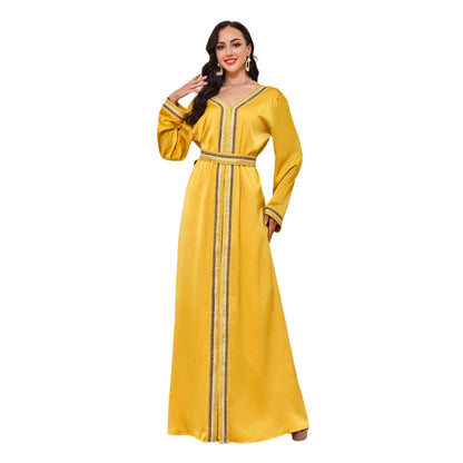 Robe de soirée jaune musulmane