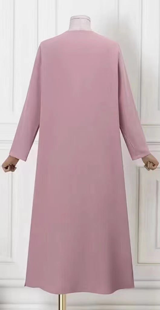 Women's Solid Color Round Neck Long Sleeve Shirt Dress