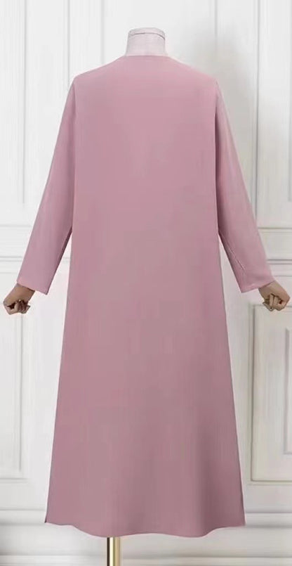 Women's Solid Color Round Neck Long Sleeve Shirt Dress