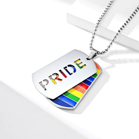 Rainbow Double Layer Colored Stainless Steel Pendant Necklace