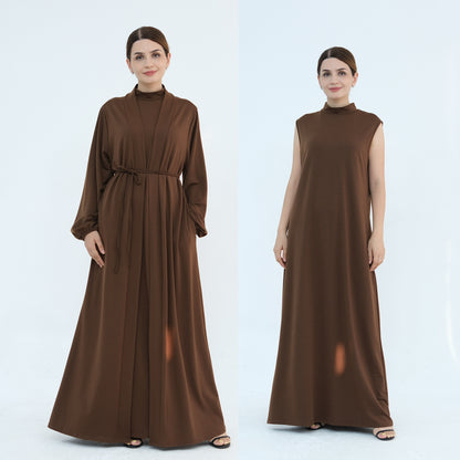 Women's Solid Color Abaya Two-piece Suit