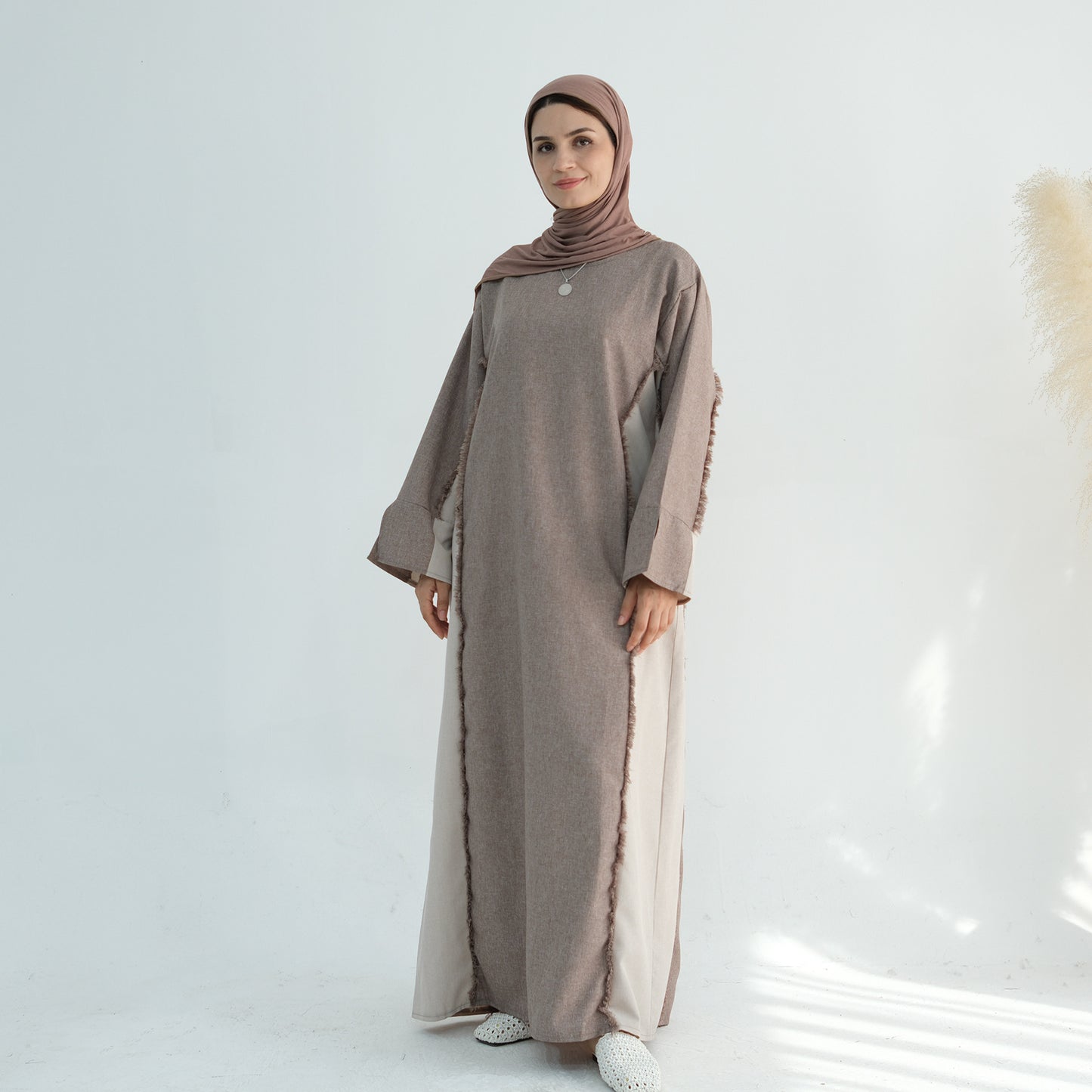 Stylish Petite Open Front Abaya Robe