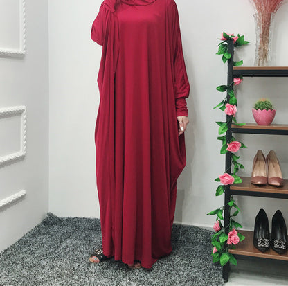 Plain Batwing Sleeve Abaya Dress