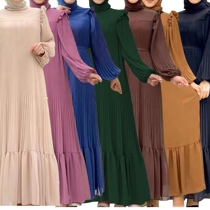 Women's Plain High-neck Pullover Loose Abaya Dress